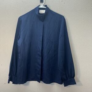 Vintage‎ Country Sophisticates Pendleton Navy Blue Mandarin Collar Minimalist M